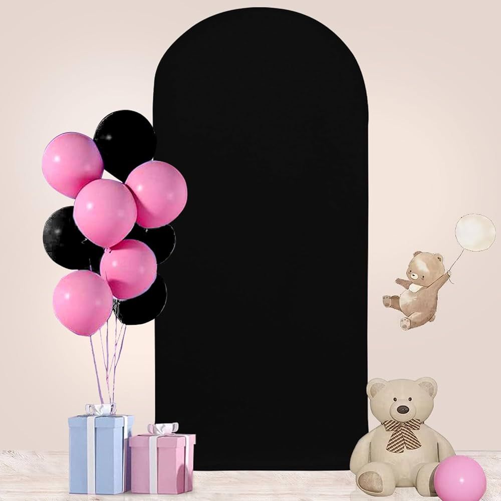 Arch Backdrop Cover Black Spandex Arch Cover 3.3x6.6FT Wedding Chiara Backdrop Cover for Round To... | Amazon (US)