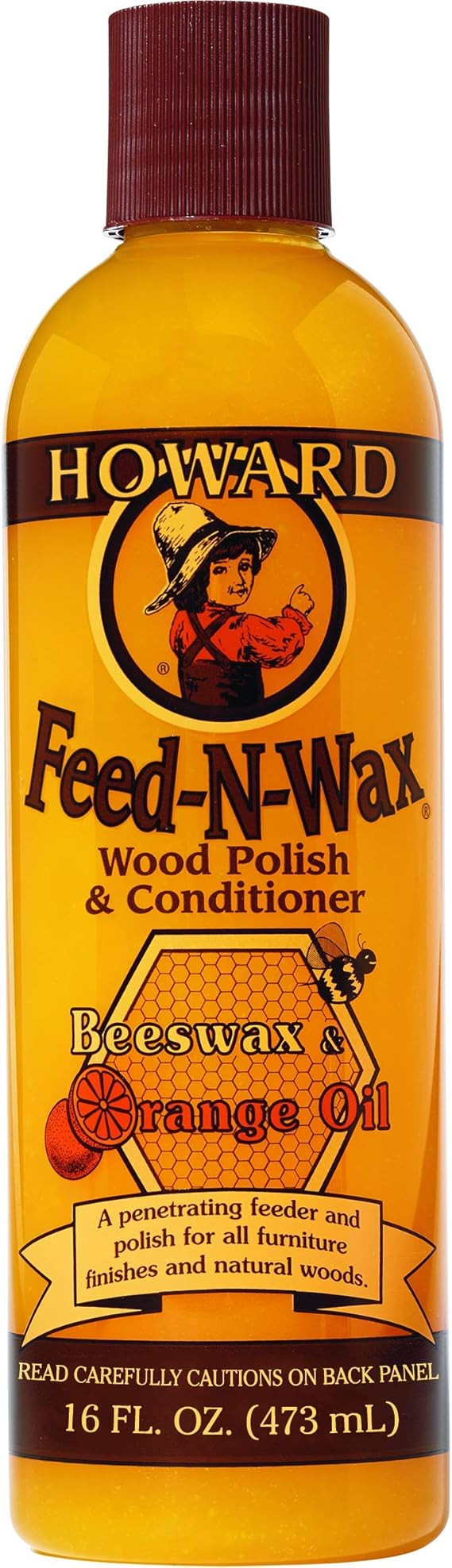 Howard Products FW0016 Wood Polish & Conditioner, 16 oz, orange, 16 Fl Oz | Amazon (US)