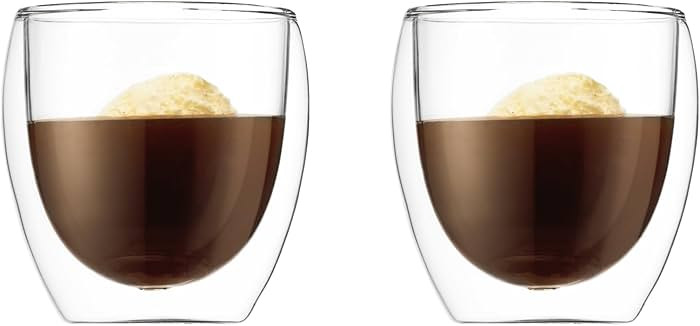 Bodum 8 oz Pavina Double Wall Glasses, High Heat Borosilicate Glass, 2 Pack, Clear | Amazon (US)