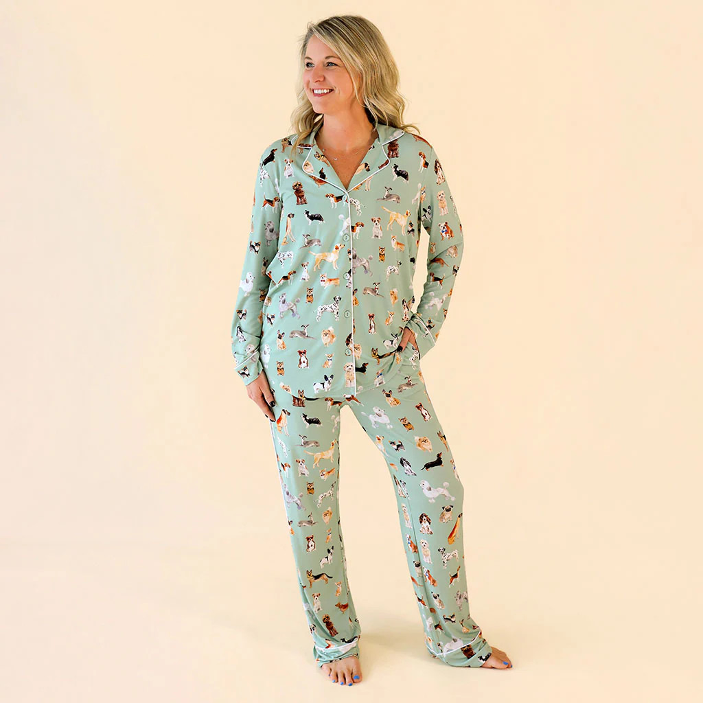 Dog Green Luxe Womens Pajamas | Posh Puppies | Posh Peanut