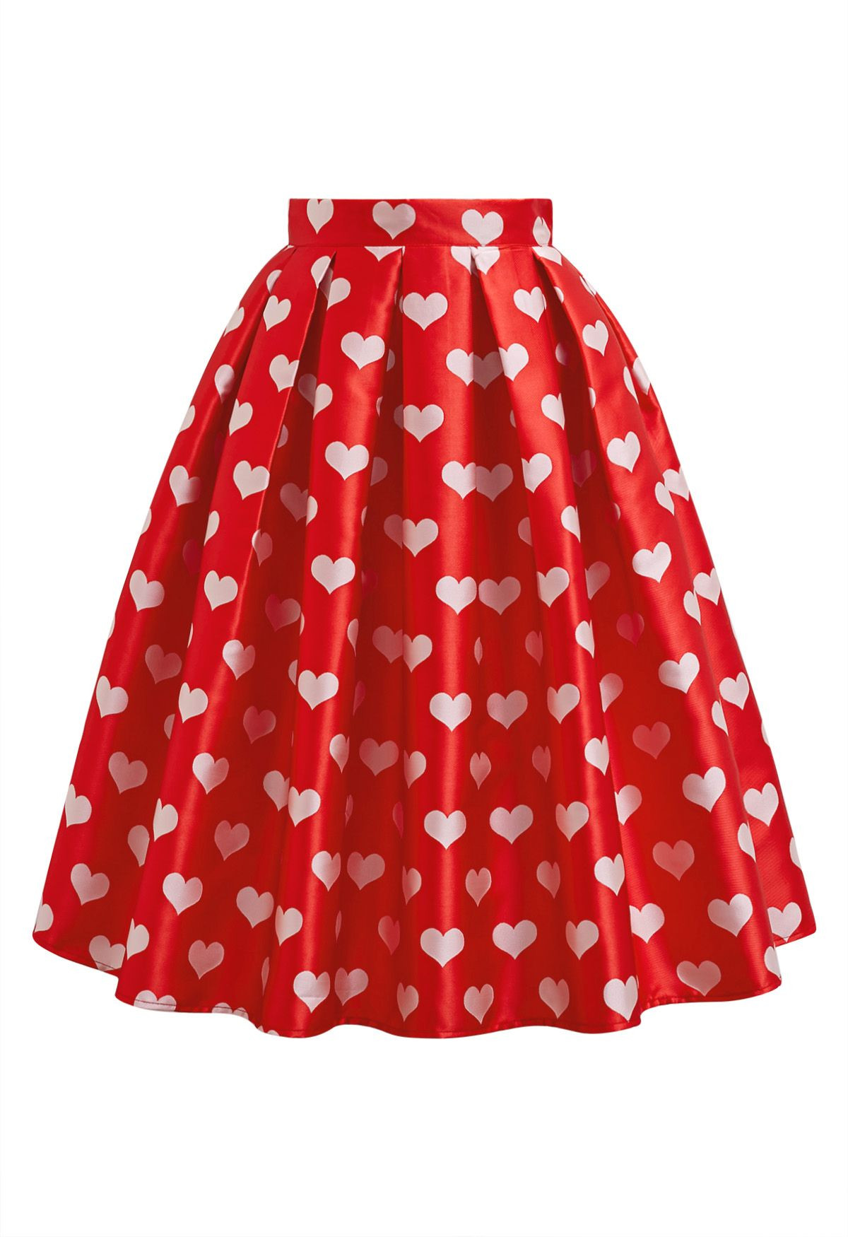 Affectionate Love Box Pleat Midi Skirt in Red | Chicwish