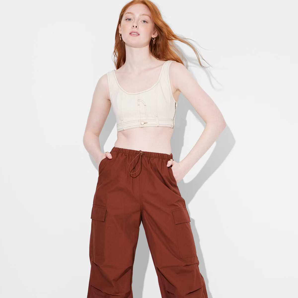 Women's Scoop Neck Reworked Denim Tiny Vest - Wild Fable™ | Target