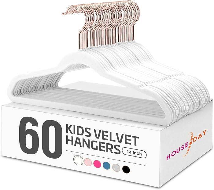 HOUSE DAY Velvet Kids Hangers 60 Pack, Premium Childrens Hangers for Closet | Amazon (US)