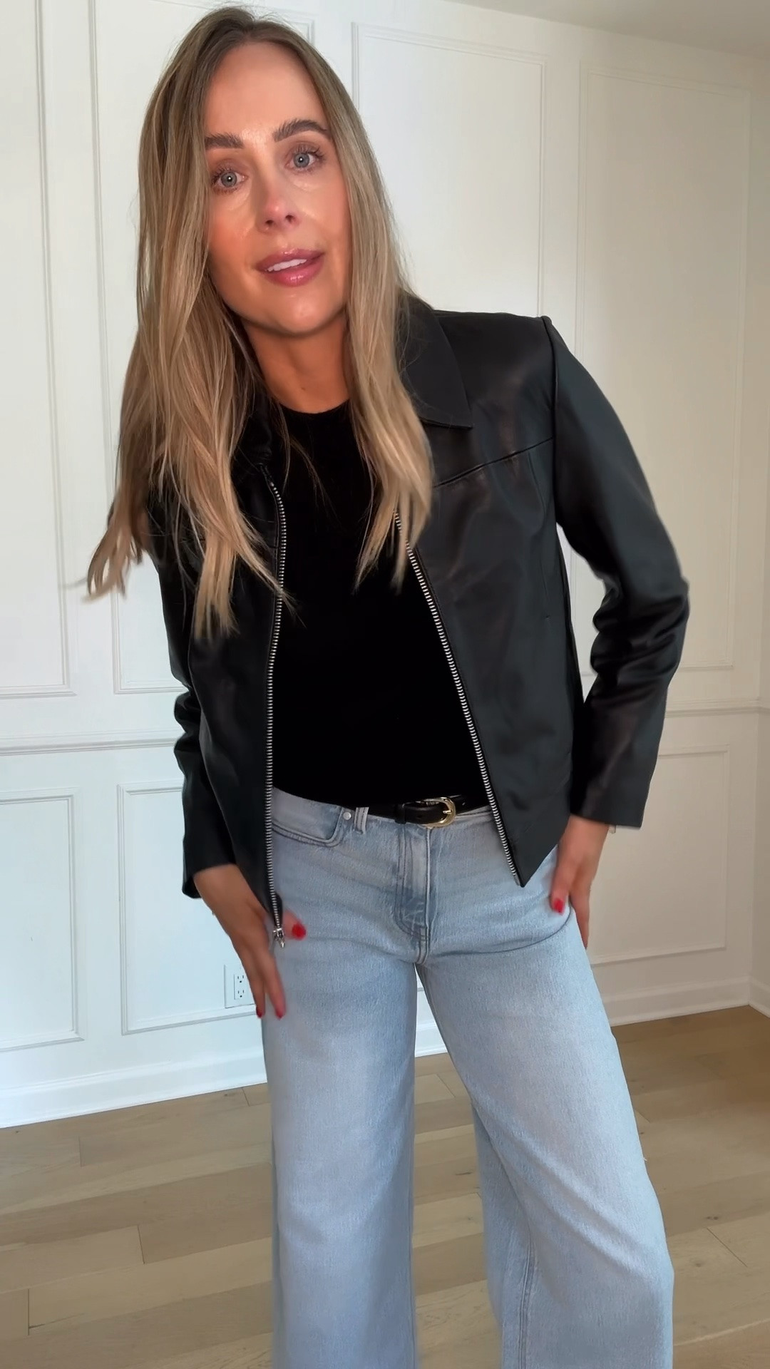 Fashion Jackson @Quince leather jacket