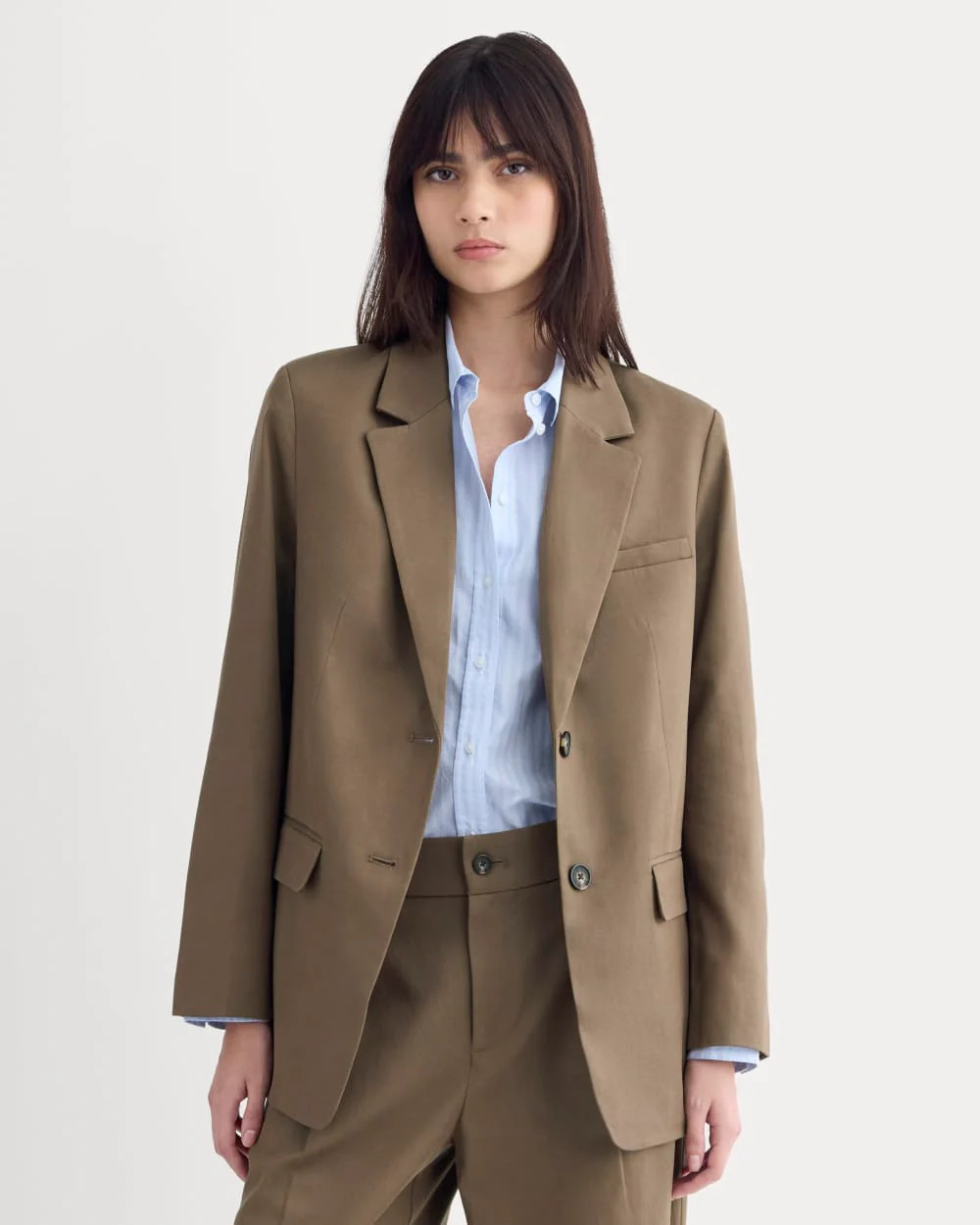 Everlane Oversized Blazer, Buttersmooth, Deep Taupe, Size 0, Cotton | Everlane
