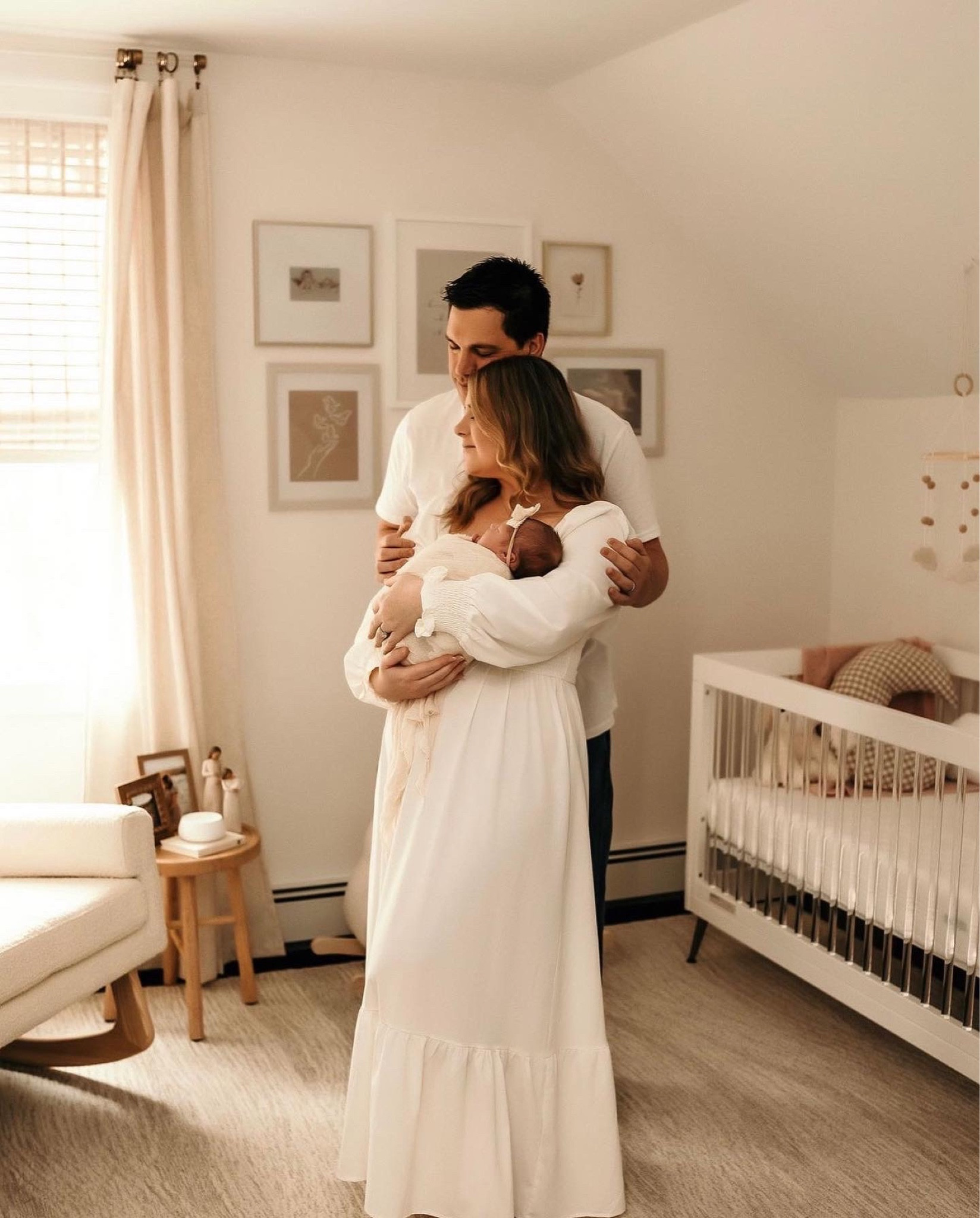 Neutral Newborn photo shoot outfit and nursery details  🤍

#LTKbaby #LTKbump #LTKfamily