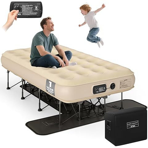 Amazon.com: Ivation EZ®-Bed (Twin) Inflatable Air Mattress with Frame & Rolling Case, Built-in D... | Amazon (US)