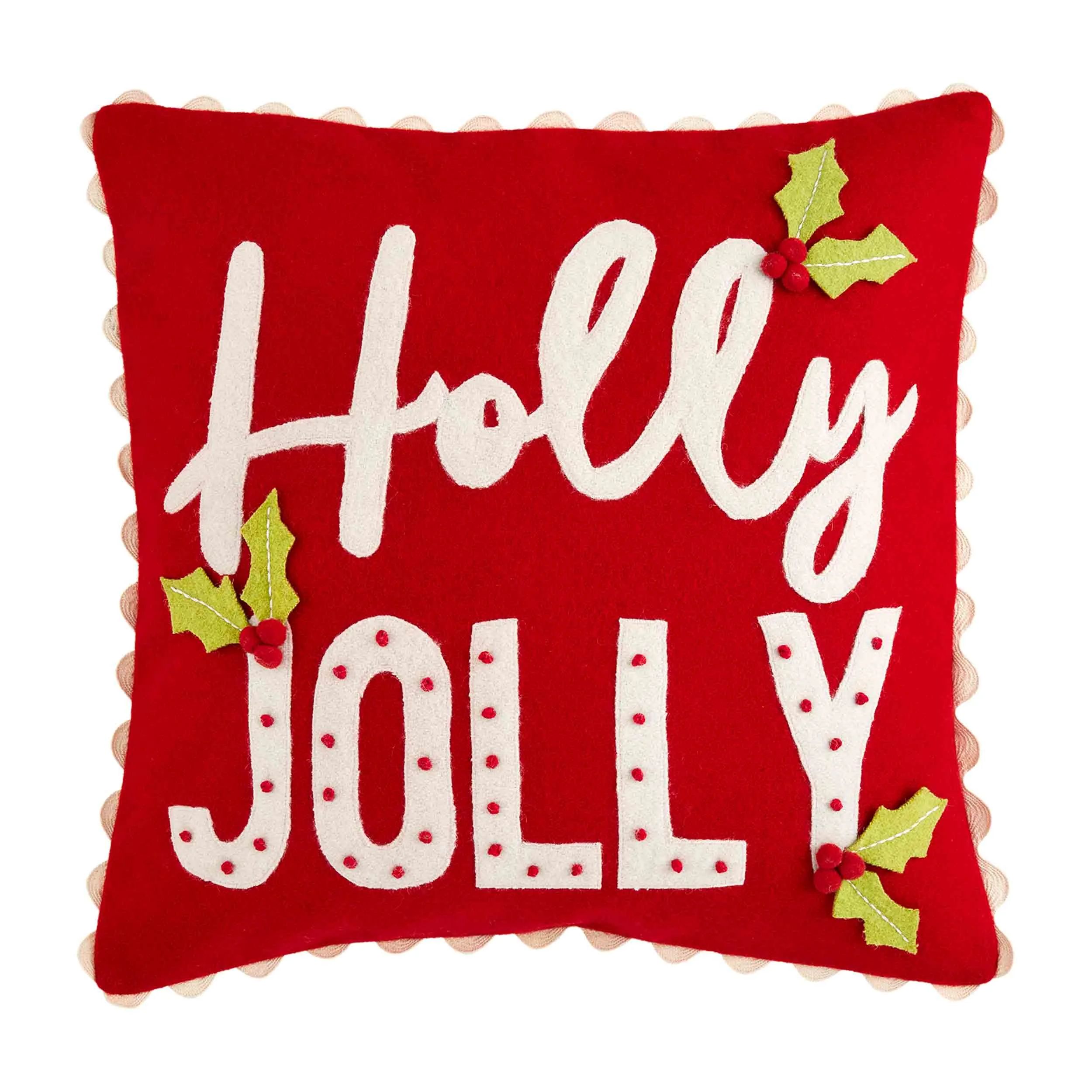 Holly Jolly Wool Pillow | Mud Pie (US)