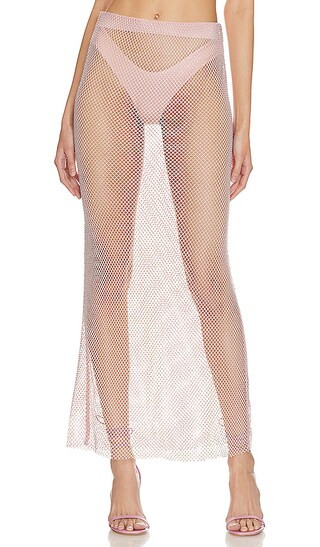 Bibiana Liquid Shine Maxi Skirt in Iridescent Pink | Revolve Clothing (Global)