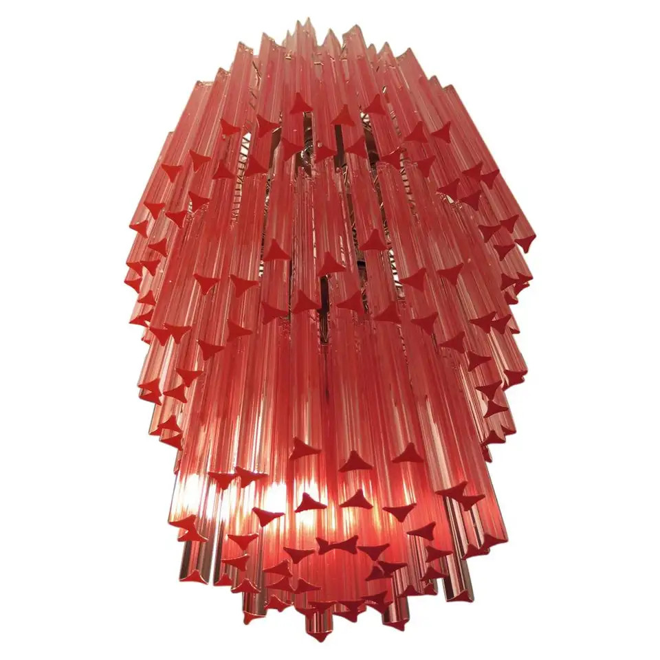 Huge Murano Chandelier Multicolor Pink Triedri, 242 Prism | 1stDibs