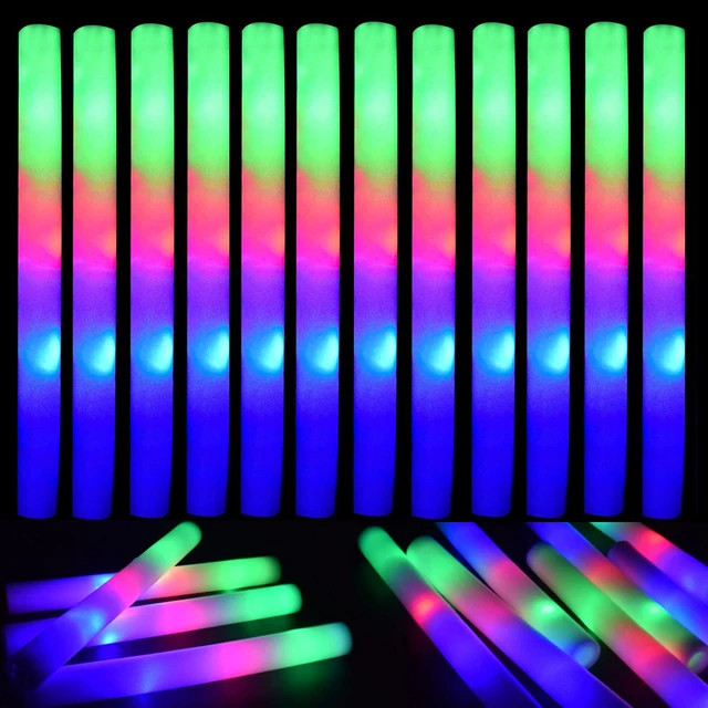 60pcs LED Foam Glow Sticks Flashing Glow Batons Cheer Tube Glow in The Dark Wedding Party Supplie... | AliExpress (US)