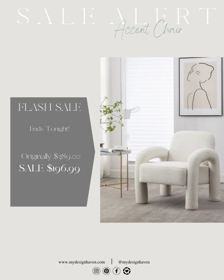 Accent chair flash sale alert! Sale ends tonight! Don’t miss out on this opportunity to snag this beautiful armchair. Comes in a variety of colors 🫶🏼

#LTKstyletip #LTKhome #LTKsalealert