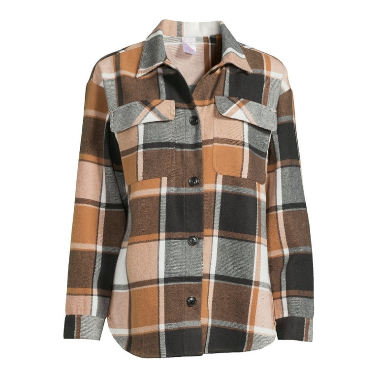 No Boundaries Junior's Plaid Shacket | Walmart (US)