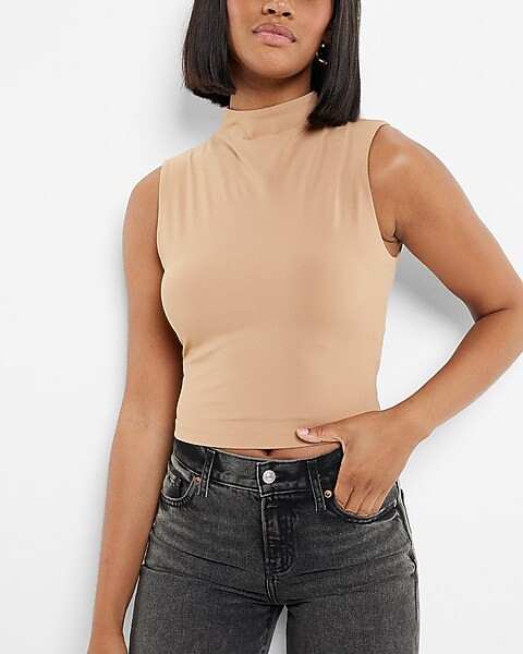 Body Contour Matte Mock Neck Cropped Tank | Express