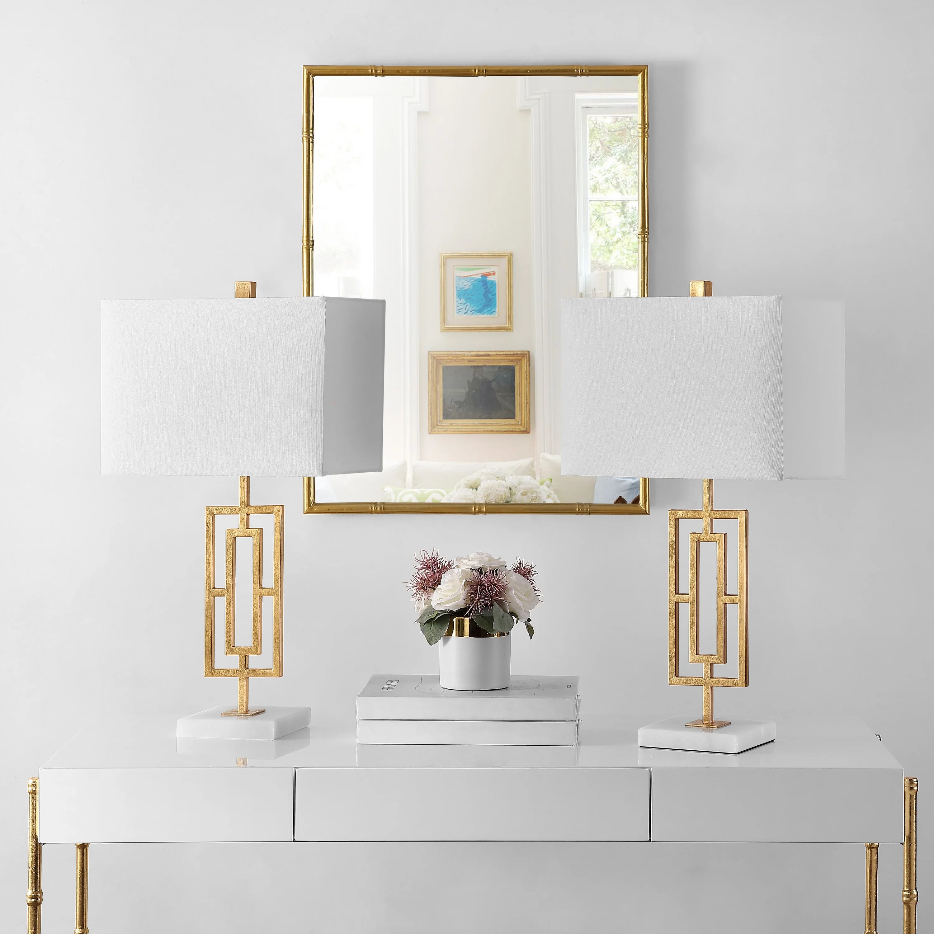 Safavieh Yara 26.25 in. Iron Glam Table Lamp, Gold Leaf, Set of 2 | Walmart (US)