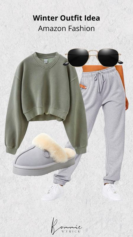 Casual winter outfit idea from Amazon 🤍

Loungewear outfit - Amazon finds - Amazon outfit - cropped crewneck - baggy sweatpants 

#LTKmidsize #LTKSeasonal #LTKstyletip