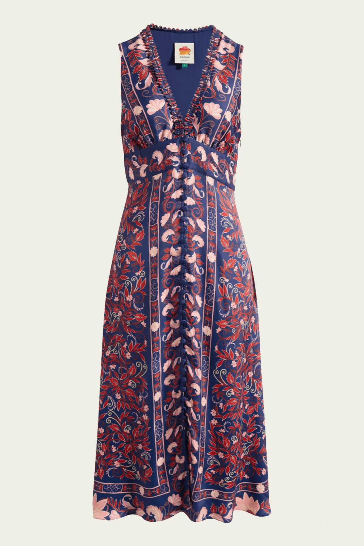 Boho Floral Scarf Navy Blue Midi Dress - Navy XS | Shop Olivia