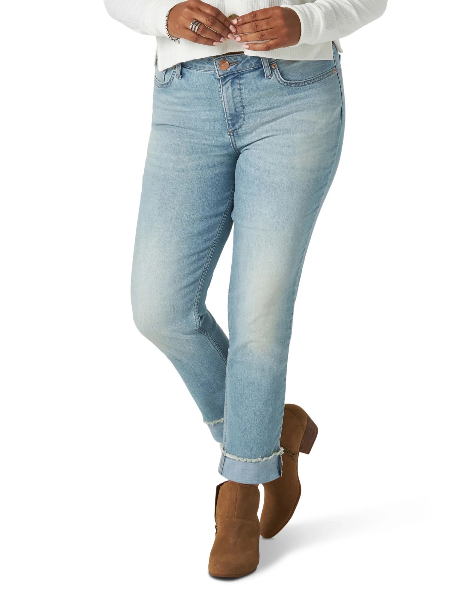 Riders by Lee Women's Indigo Fringe Cuff Boyfriend Jean | Walmart (US)