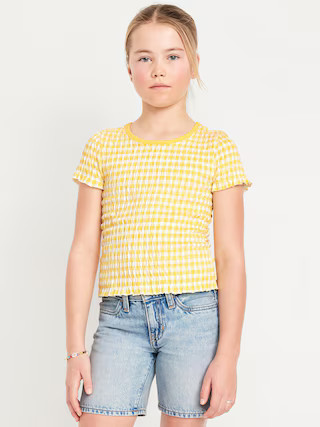 Printed Short-Sleeve Smocked Top for Girls | Old Navy (US)
