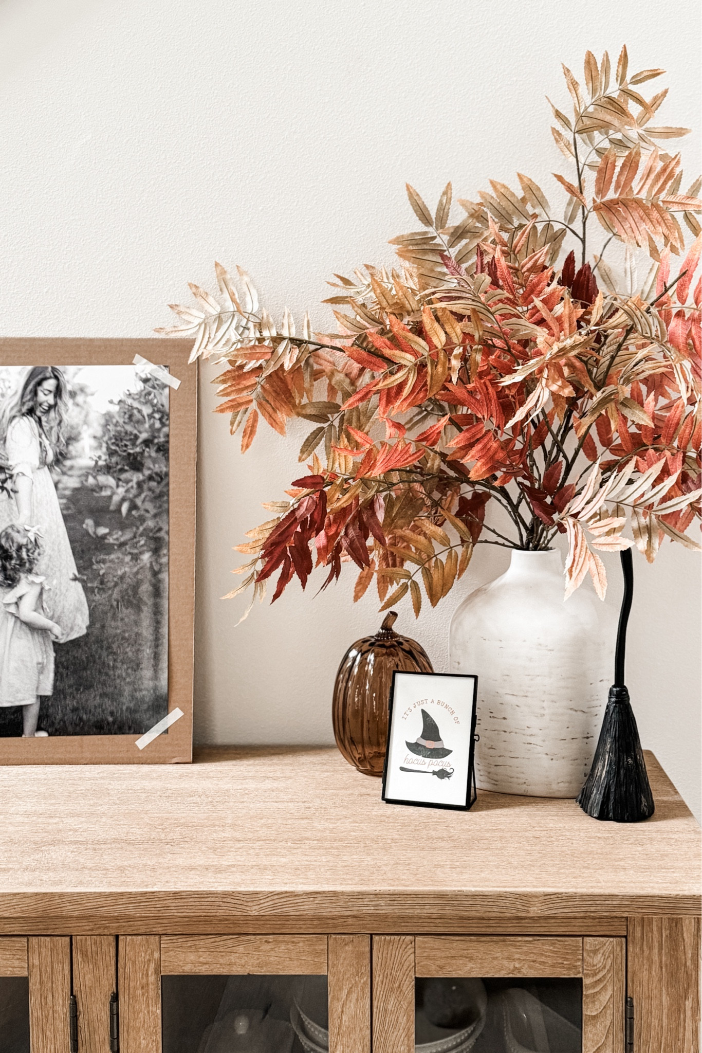 Operation Halloween Decor is underway! A little festive vignette on one end of the buffet in our entryway. 🍂🧹🧙🏼‍♀️ 

#LTKHalloween #LTKSeasonal #LTKHome