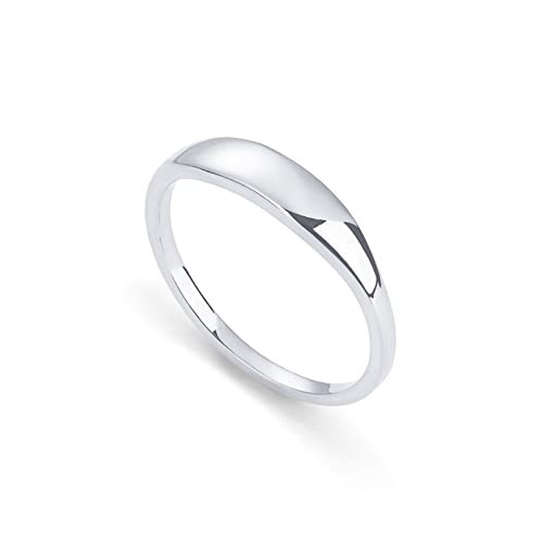 PAVOI 14K Gold Plated Signet Ring | Bands for Women (White Gold, 6) | Amazon (US)