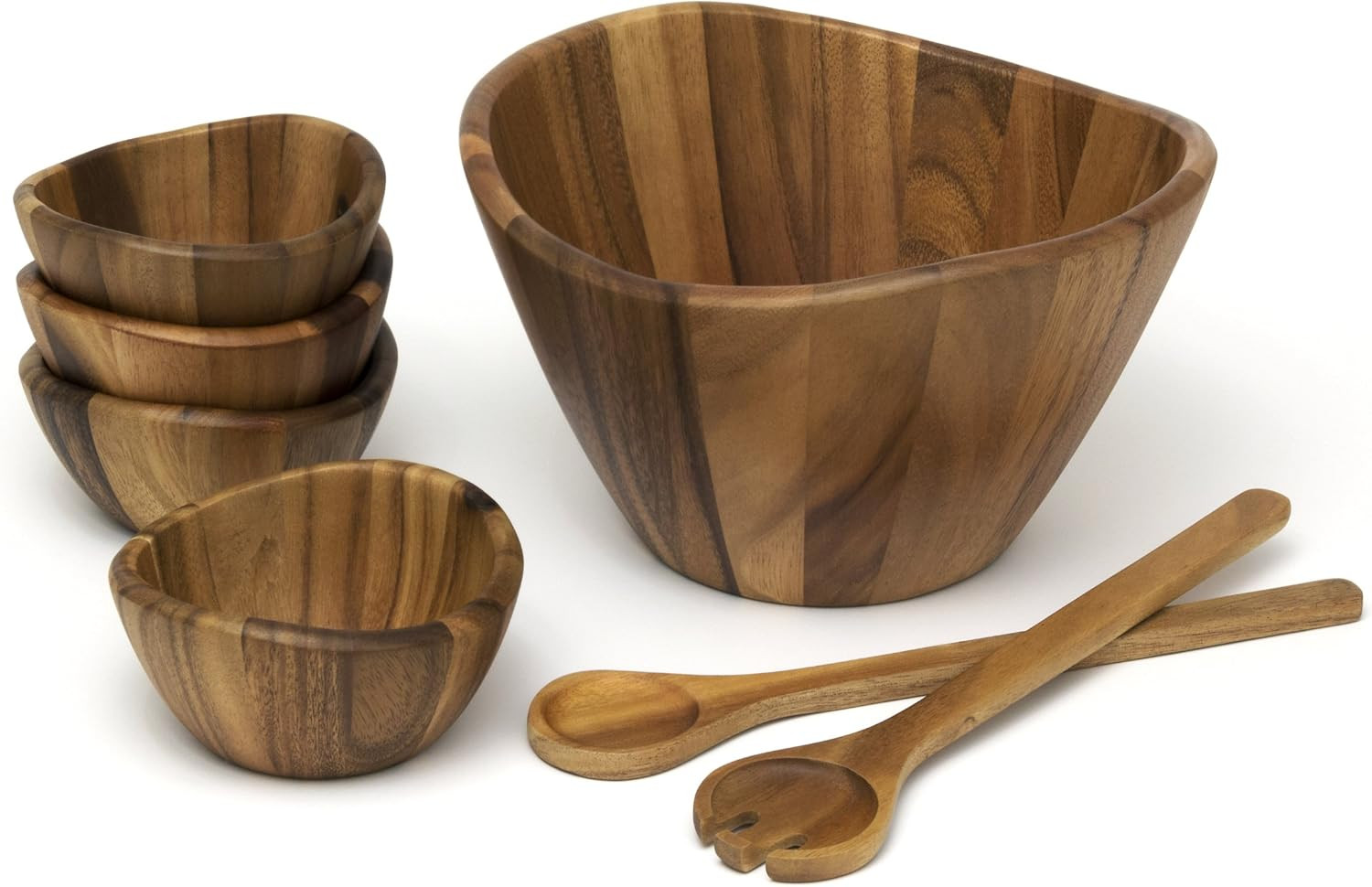 Lipper International Acacia Wave Bowl Set with Servers, 162.31 fluid ounces | Amazon (US)