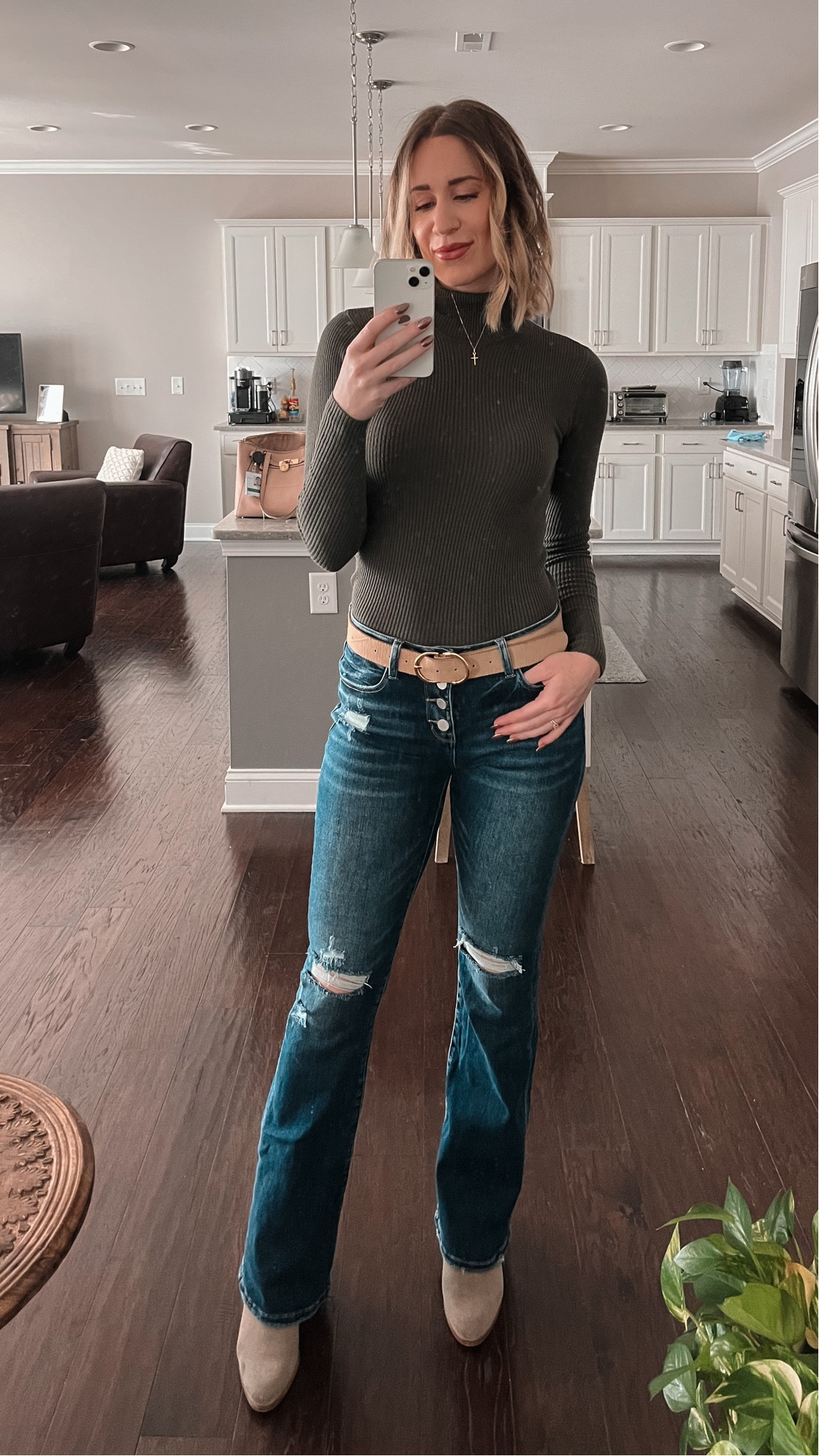 These jeans from Altar’d State stole the show for me today and they’re currently BOGO 50% off! So glad I bought them - wearing a size 5... The rest of my outfit are older pieces, but I’m linking highly-rated, similar pieces 🙂 I paired this with a beige faux leather jacket (not pictured).

#LTKsalealert #LTKfindsunder100 #LTKstyletip