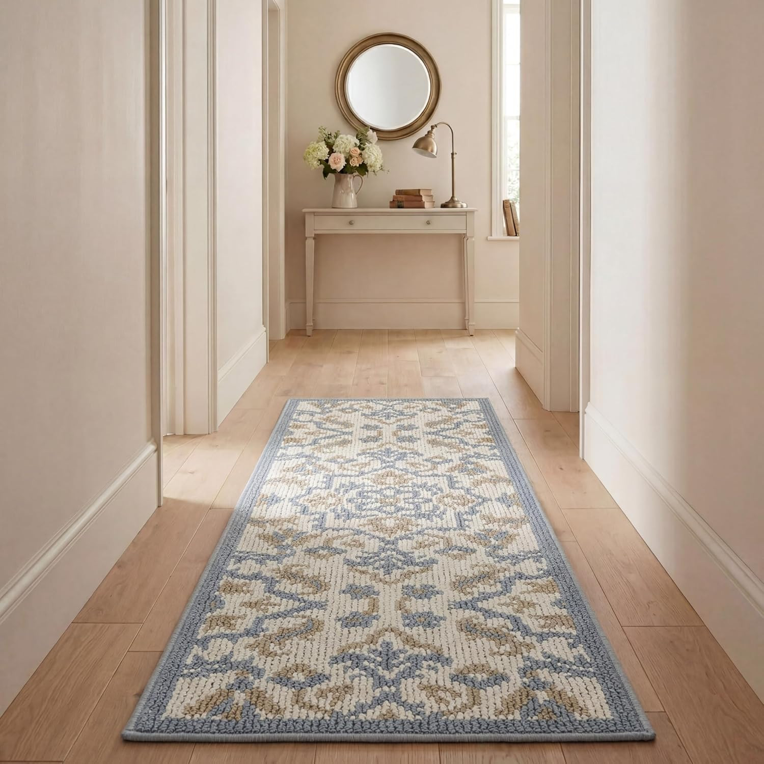 Laura Ashley All Loop Tufted 2'x 6' Washable Skid-Resistant Runner Rug - Blue Marwood | Amazon (US)
