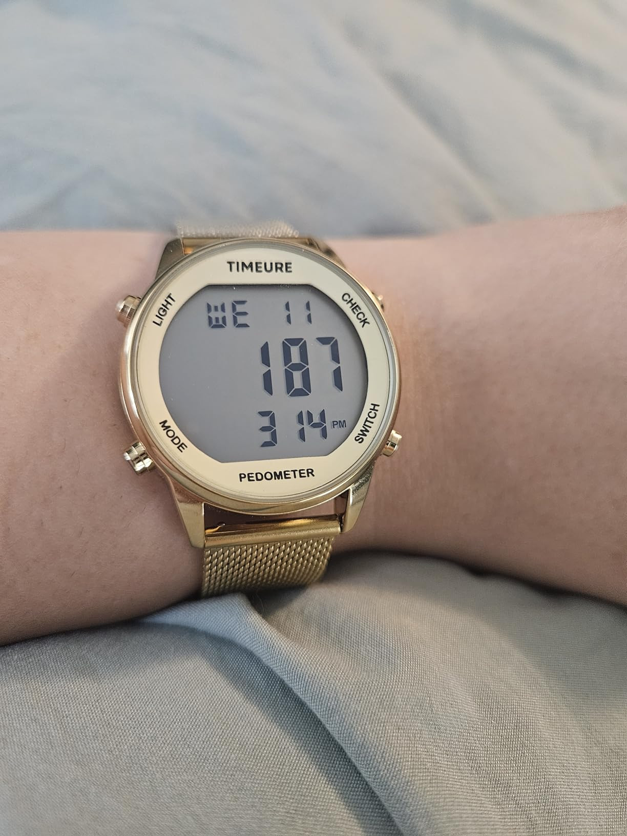 Women's Step Counter Pedometer Watch with Stainless Steel Bracelet, Stylish Design, No App, No Ch... | Amazon (US)