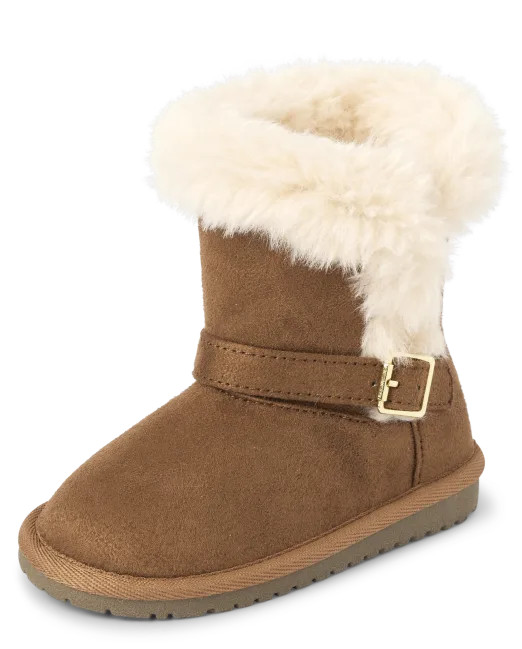 Toddler Girls Buckle Faux Fur Chalet Boots - TAN | The Children's Place | The Children's Place