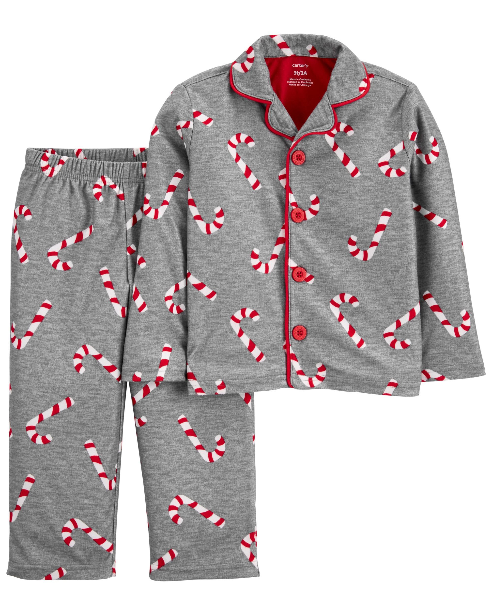 2-Piece Candy Cane Fleece Coat-Style PJs | Carter's