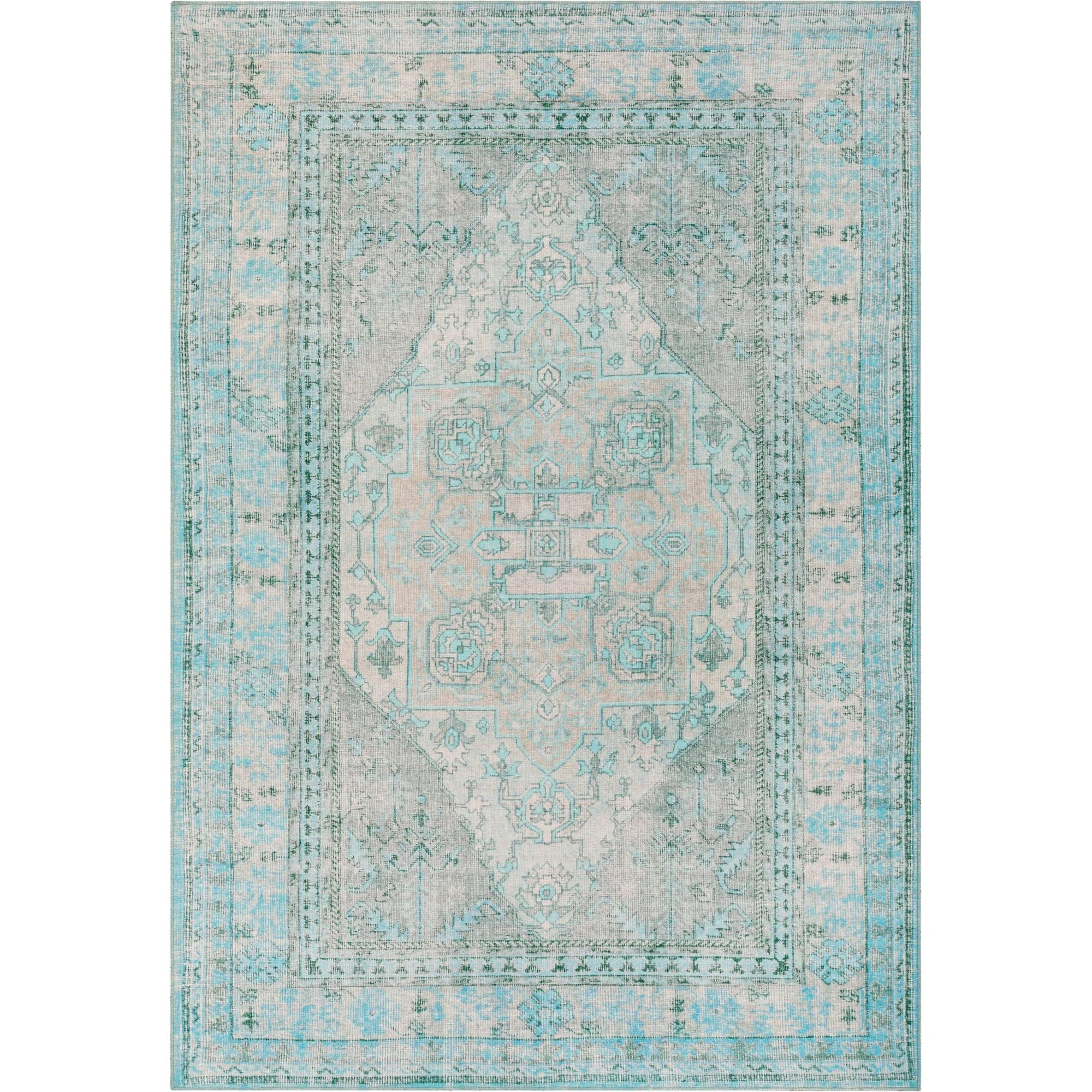 Well Woven Nile Gila Vintage Bohemian Medallion Botanical Border Green 5' x 7' Machine Washable F... | Walmart (US)