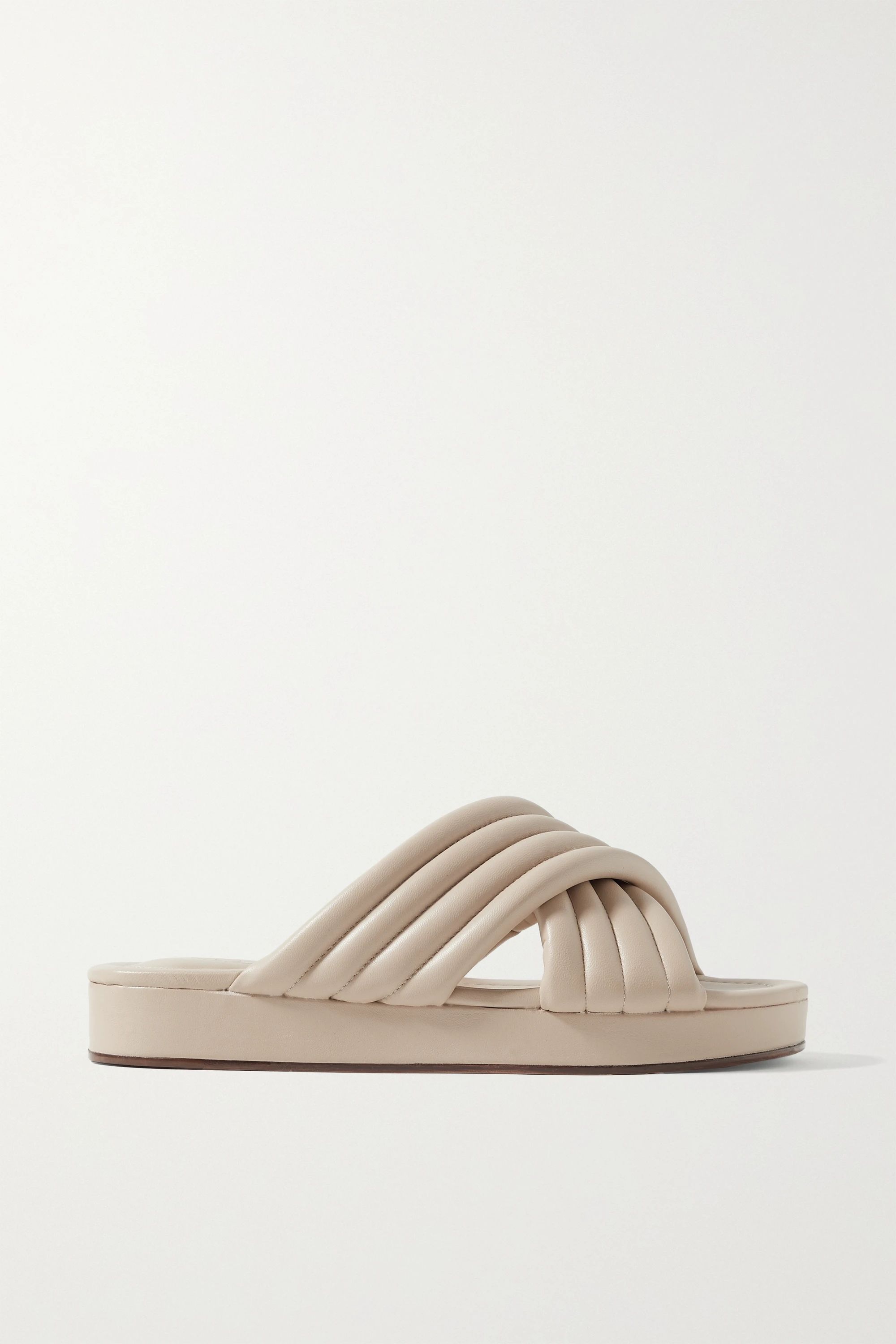 Beige Pantoletten aus gestepptem Leder | Porte & Paire | NET-A-PORTER | NET-A-PORTER (UK & EU)