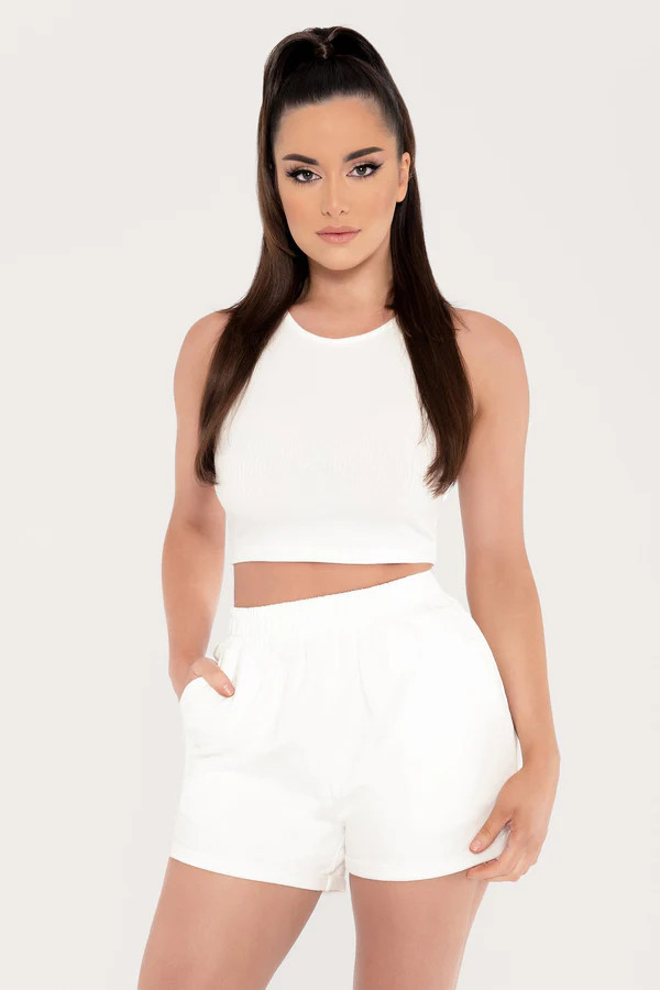 Tahlia Loopback Shorts - White | MESHKI US