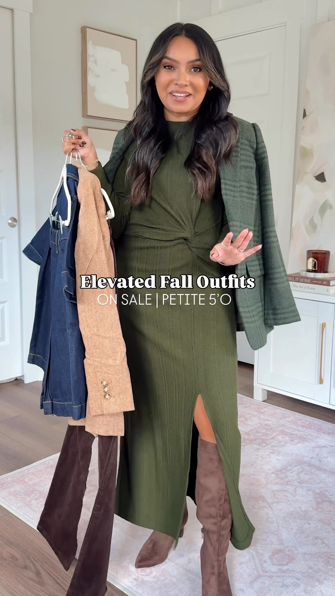 Elevated Fall Outfits - On Sale!
For reference: I’m 5’0, 32b bra size, and 2/26 in bottoms, pear shaped. 
*Everything I share is unaltered! TTS means true to size.

Green mountain evergreen color dress size xs regular - I wanted this to be a maxi dress length on me so I went with regular sizing - TTS!
Green melange blazer size 0 petite TTS
Brown tall boots size 5.5 TTS

Tan camel blazer size xxs petite - sized down a size, this blazer runs big
Ivory silver sand heather color sweater size xxs regular TTS
Dark brown belt size 27”-31” TTS
Brown iced espresso barrel jeans size 26 petite TTS
Brown suede loafers size 5.5 TTS

Garnet faux leather jacket size xs petie TTS
Burgundy red sweater size xs petite TTS
Garnet floral satin skirt size xs petite - wish I had gone with regular sizing, this fit a little snug in the waist and I wanted the skirt to be longer on me
Brown spiced pecan color boots size 5.5 TTS

Green grape leaf color trench coat size xs petite TTS
Oliver green sweater size xxs regular TTS
Dark brown belt size 27”-31” TTS
Corduroy pants size 26 petite - these run snug in the waist, I would size up a size!
Dark brown boots size 5.5 TTS

Denim barn jacket size xxs petite - these jacet runs big so I sized down a size!
Black bodysuit - old, similar linked
Tan camel sweater size xs TTS
Western belt - old, similar linked
Black pleated skirt size small petite TTS
Black cowgirl suede boots size 5.5 TTS

Elevated Fall Outfits 2025
Chic Fall Outfit Ideas
Fall Capsule Wardrobe Outfits
Fall Outfits for Every Occasion
Classy Fall Outfit Inspiration
Fall Outfits on Sale
Affordable Elevated Fashion
Fall Wardrobe Deals 2025
Petite Friendly Outfits on Sale
Fall Fashion Finds Under $100
Fall outfits on sale
best fall sales 2025
Petite 5’0 Fashion
Rachel Miranda Blog
Honeysweetpetite
Honey Sweet Petite


Comment SHOP below to receive a DM with the link to this post on my LTK ⬇ https://liketk.it/5pg8j #ltkpetite #ltkfallsale #ltksalealert

#LTKSaleAlert #LTKPetite #LTKFallSale