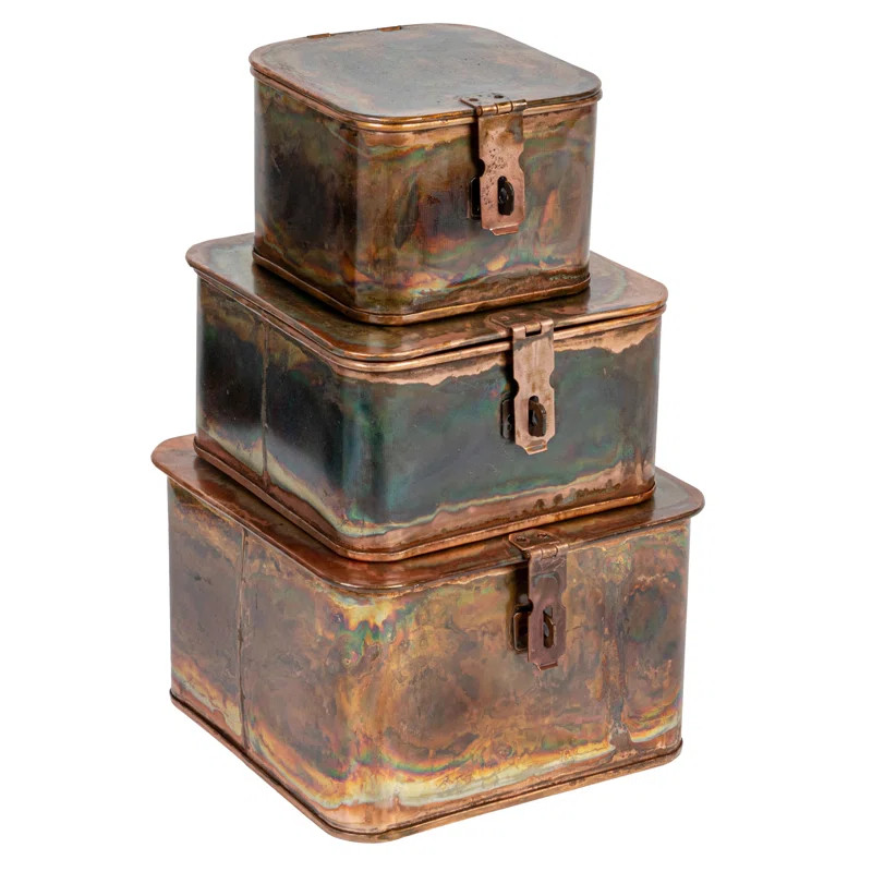 Lesli Square Decorative Metal Boxes with Lid | Wayfair North America