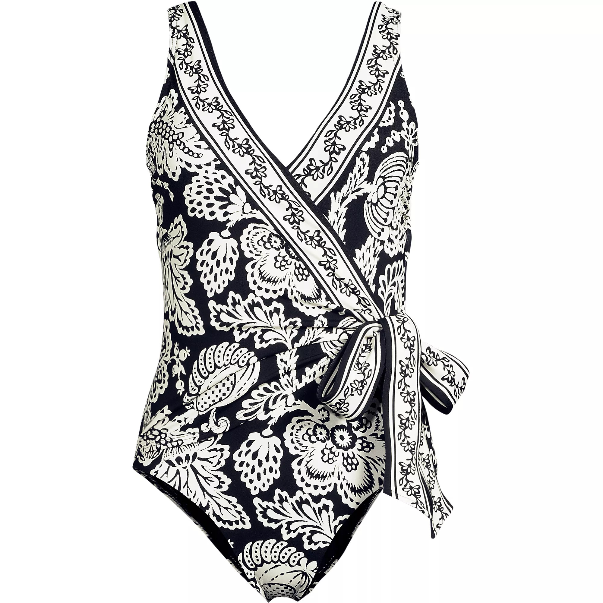 Women's Side Tie Wrap One Piece Swimsuit | Lands' End (US)