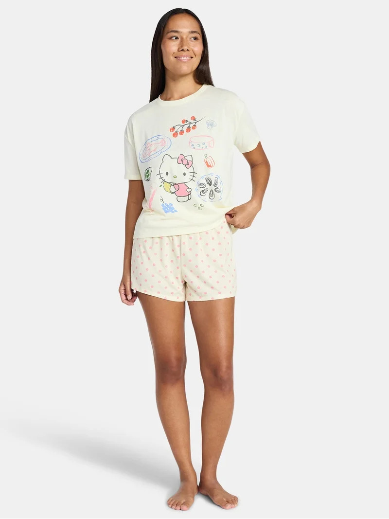 Hello Kitty Women's and Women's Plus Sleep Tee and Shorts Pajama Set from Grayson Social, 2-Piece... | Walmart (US)