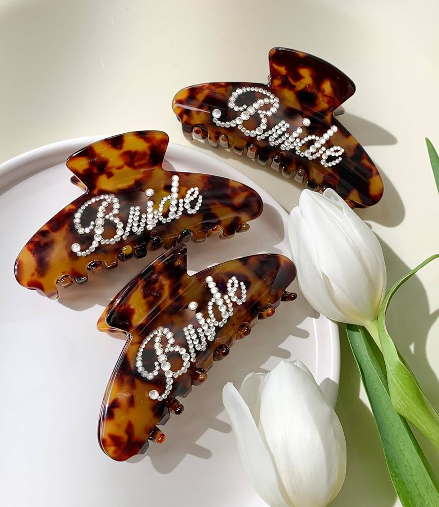 Personalized Custom Hair Clips for Women Gifts Rhinestone Bride Logo Personalized Bachelorette Pa... | Amazon (US)