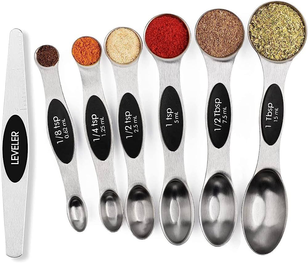 Amazon.com: Magnetic Measuring Spoons Set Stainless Steel with Leveler, Stackable Metal Tablespoo... | Amazon (US)