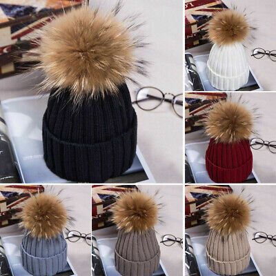 Women Knitted Slouchy Beanie Hat with Pom Pom Ball Winter Warm Ski Cap Hats | eBay CA