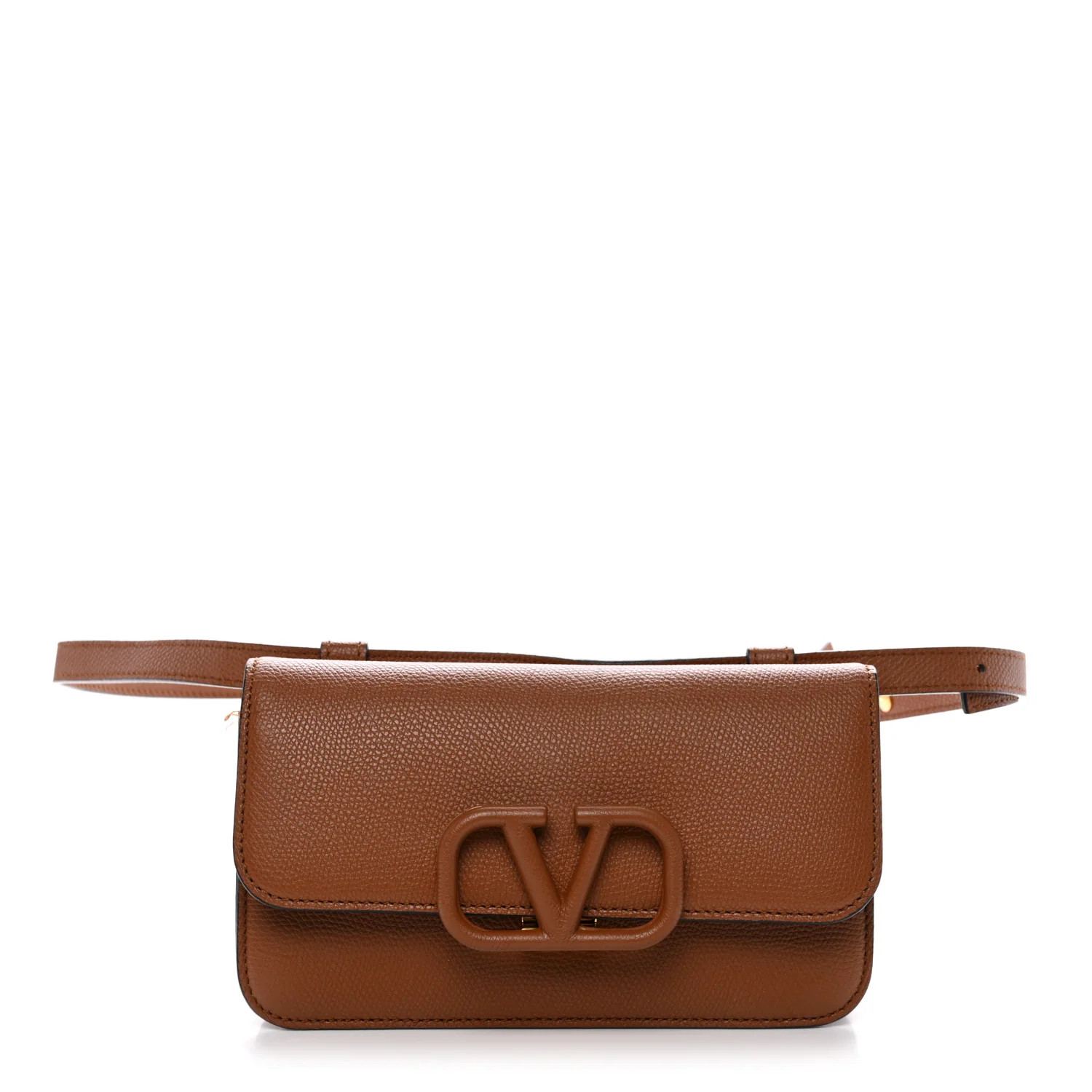 Grainy Calfskin VSling Belt Bag Saddle Brown | FASHIONPHILE (US)