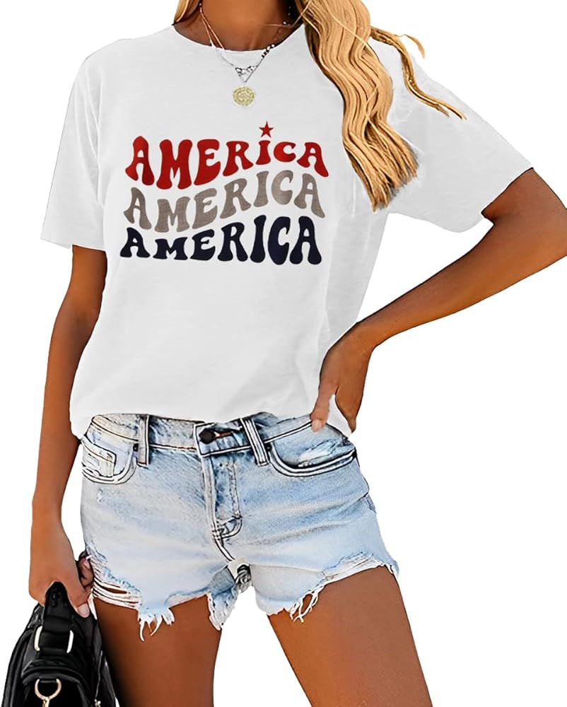 CM C&M WODRO American Graphic T Shirt for Women 4th of July Independence Day Shirt USA Patriotic ... | Amazon (US)