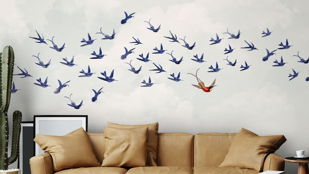 Vintage Birds Peel and Stick Wallpaper | Cloud Sky Decor - Etsy | Etsy (US)