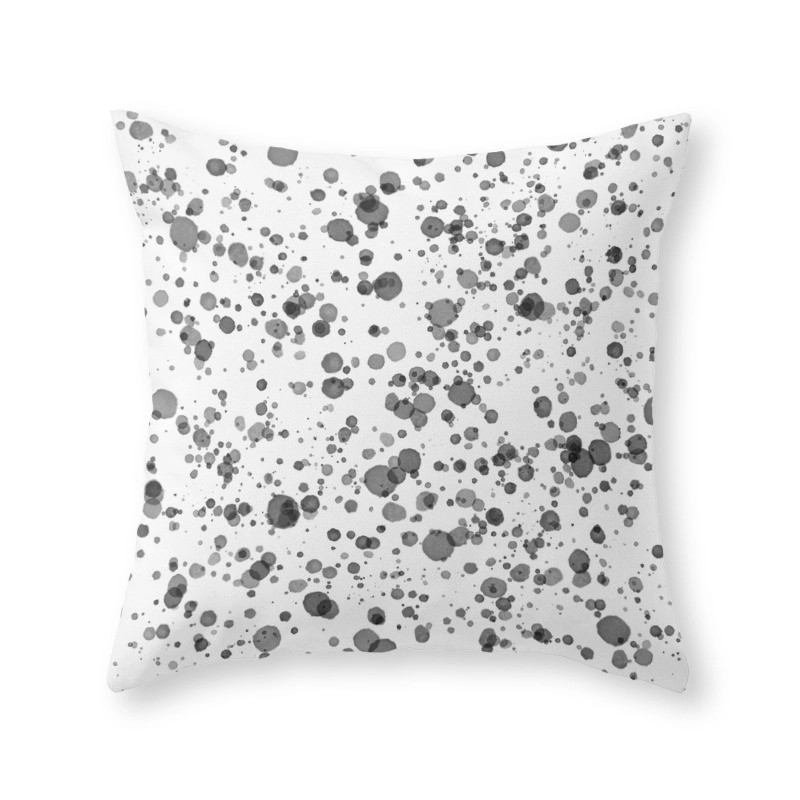 Watercolor Polka Dots (Black/white) Throw Pillow by designmindsboutique | Society6