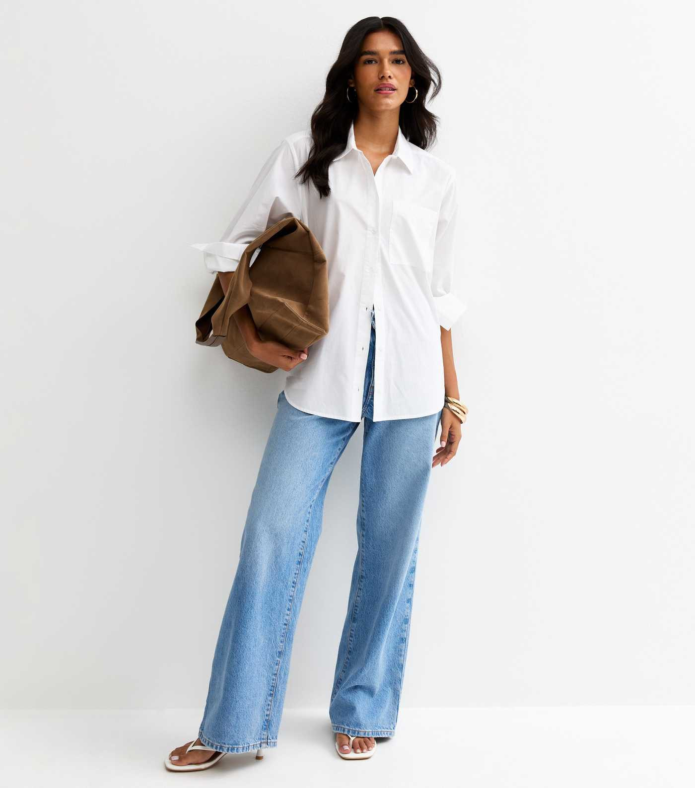 White Poplin Curved Hem Shirt | New Look | New Look (UK)