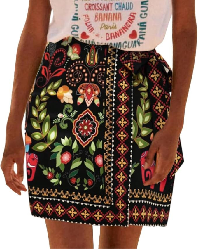 Womens Summer Floral Wrap Short Skirt | Amazon (US)