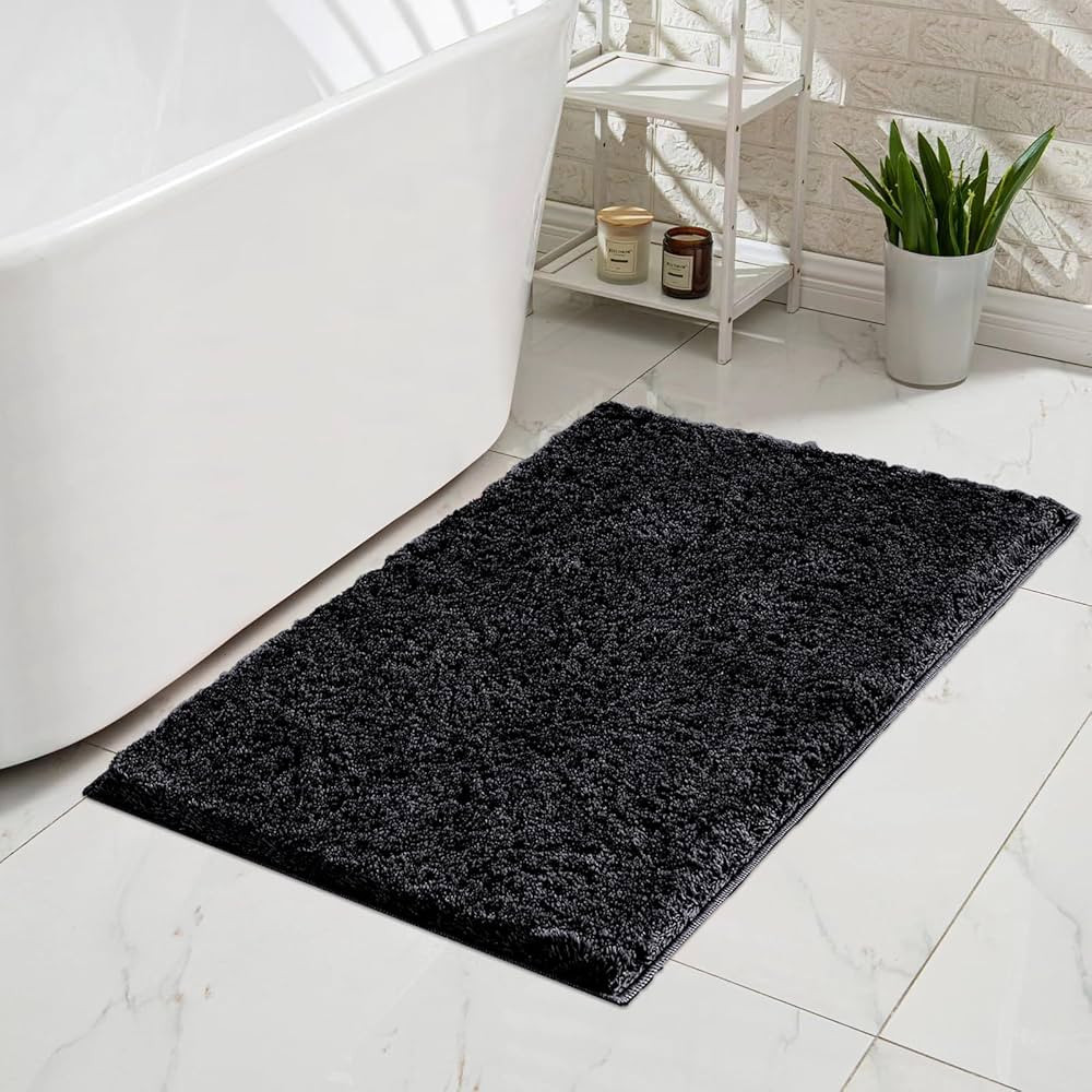 CozeCube Black Bathroom Rug 47" x 24", Bath mats for Bathroom Non Slip, Ultra Soft Bath Rugs for ... | Amazon (US)