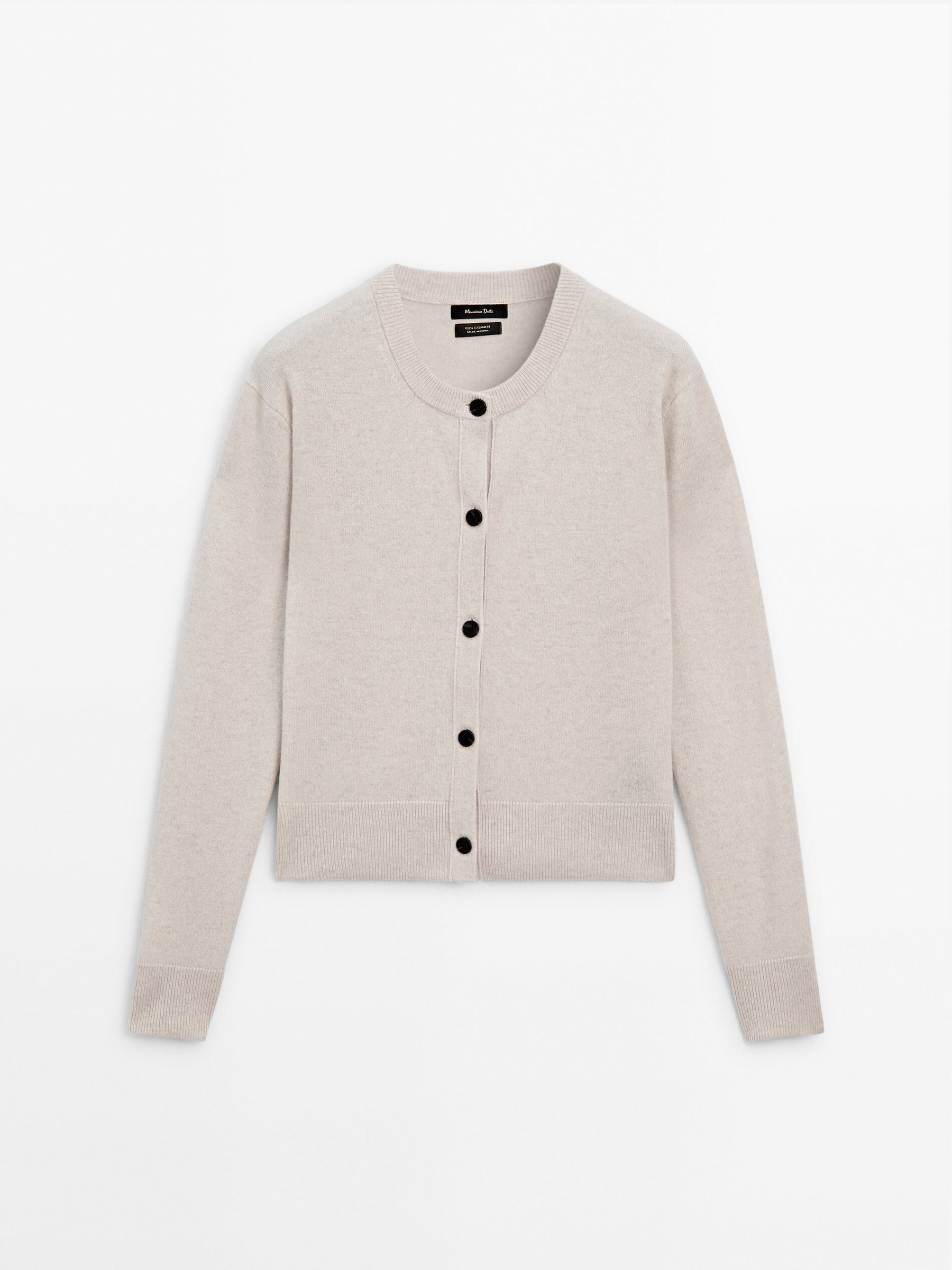 100% cashmere crew neck cardigan | Massimo Dutti UK