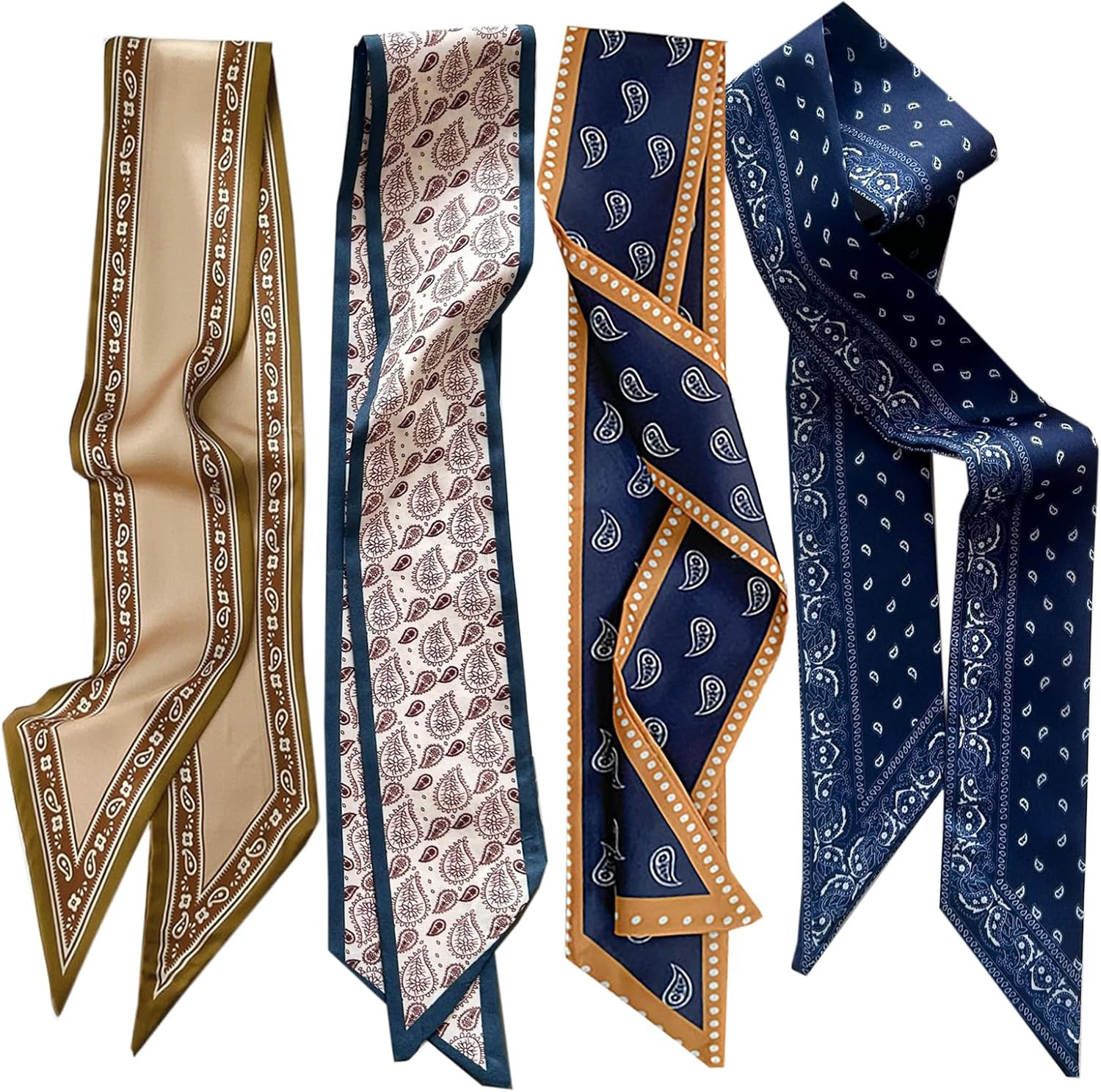 4 Pcs Bag Handbag Handle Ribbon Hair Head Band Neck Scarf For Hair Fashion Skinny Scarves For Women Gift | Amazon (US)